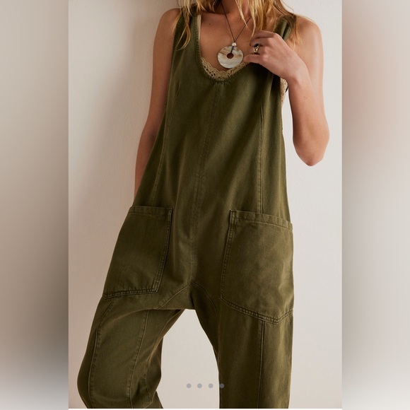 Free People Pants - Free People • We The Free • High Roller Jumpsuit • Small • Moss Stone